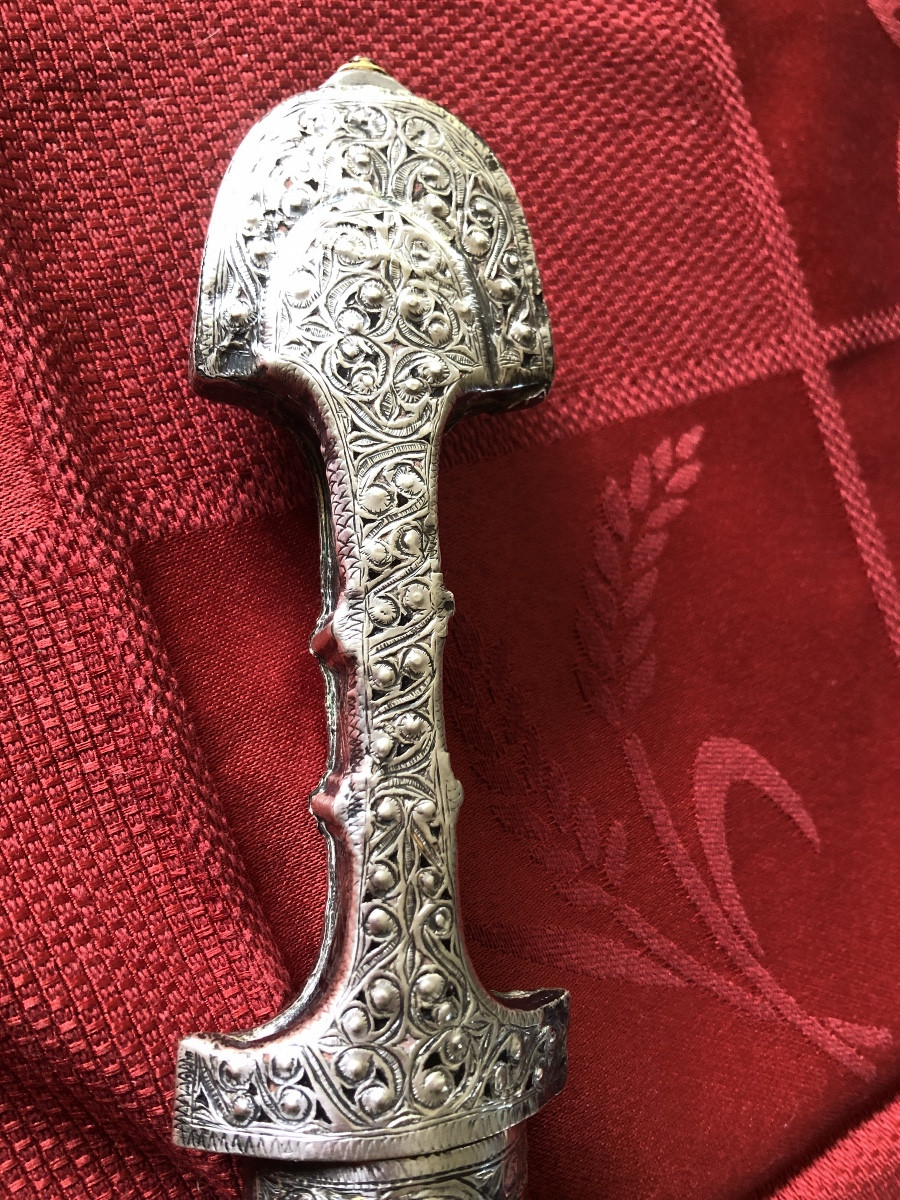 Dague marocaine ou koummya en argent 19 eme siecle-photo-2