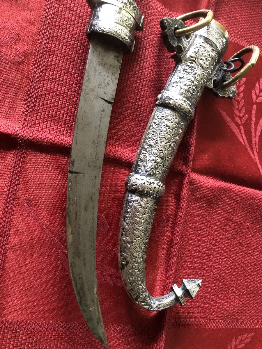 Dague marocaine ou koummya en argent 19 eme siecle-photo-2