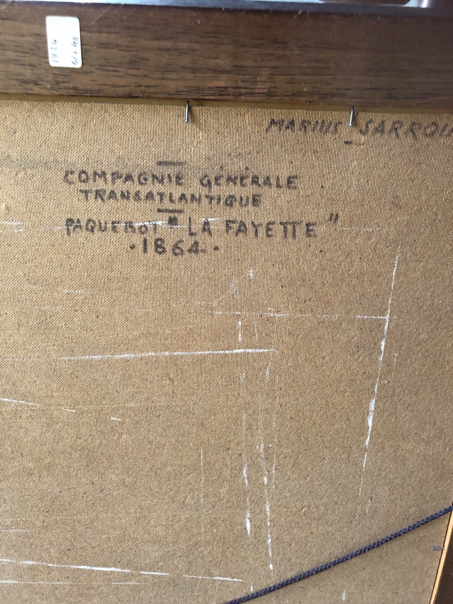 19th-century Marine Painting Of A Two-masted Steamship; 20th-century Painting Signed "sarrouy"-photo-2