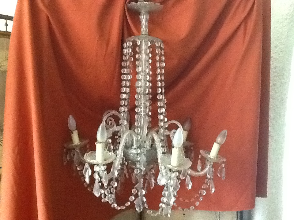 Chandelier With Glass Pendants Of Venice