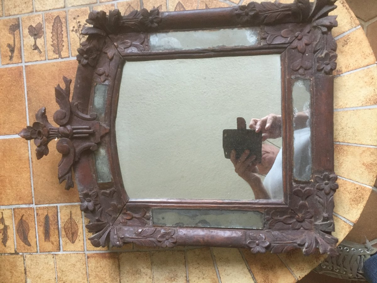 Miroir Bois Sculpté 18 Eme Siecle-photo-2