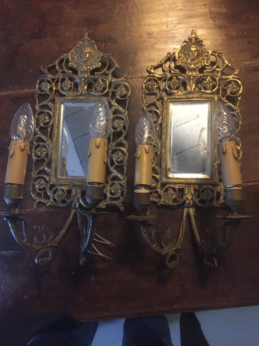 Pair Bronze Mirrors