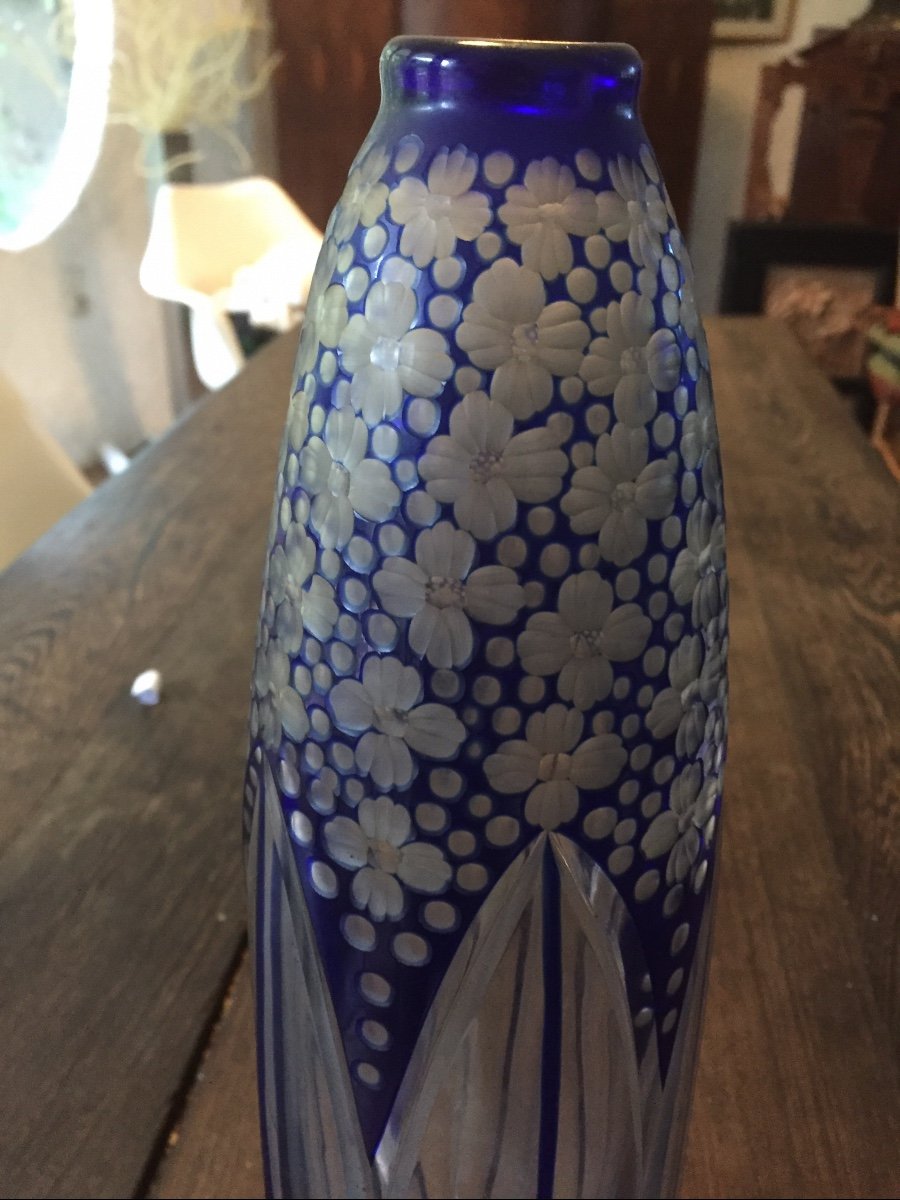 Vase Art Deco Cristal Saint Louis De Couleur-photo-2