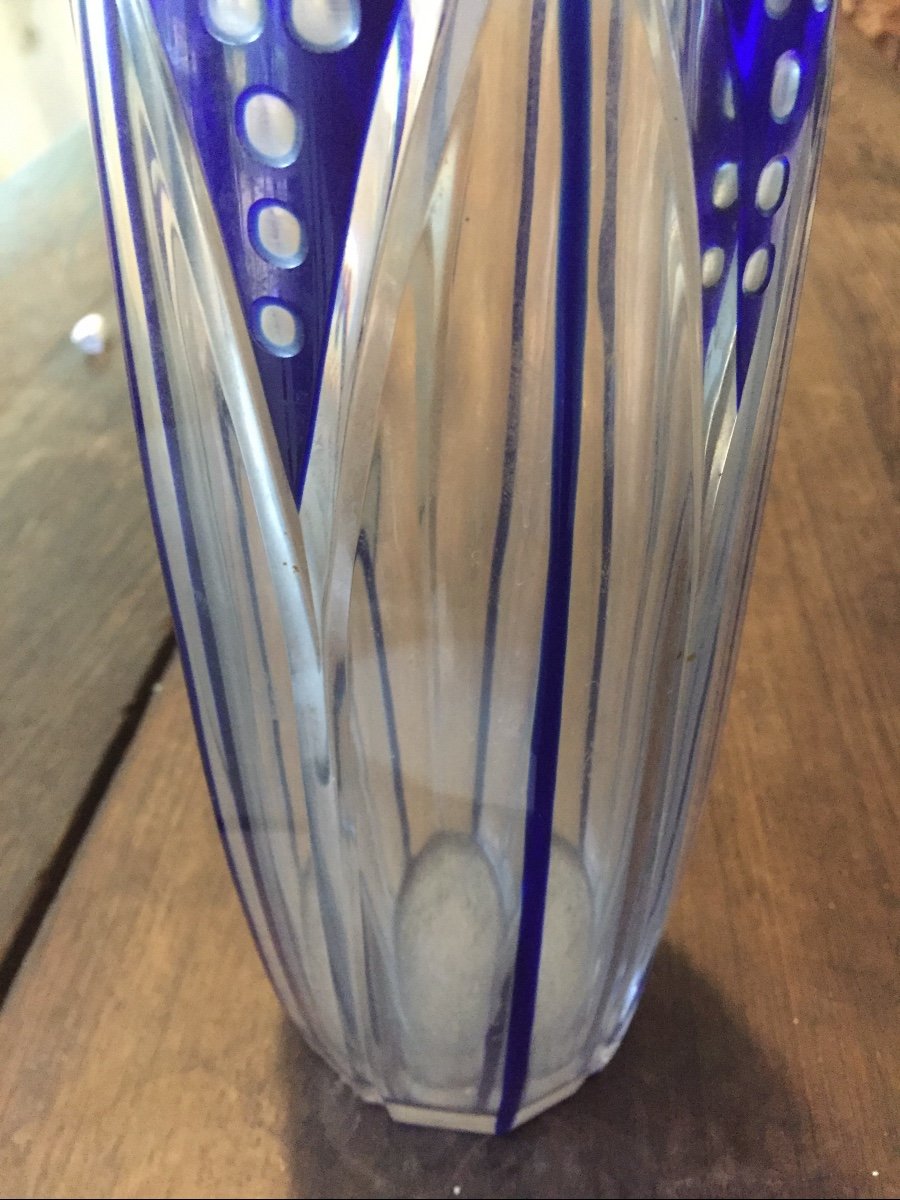 Vase Art Deco Cristal Saint Louis De Couleur-photo-3