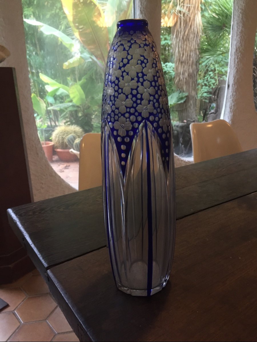 Vase Art Deco Cristal Saint Louis De Couleur-photo-1