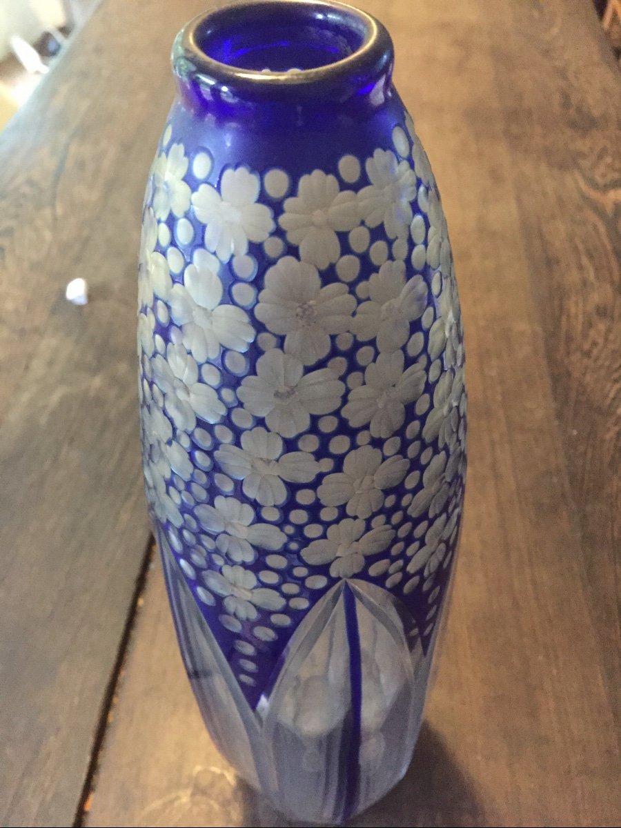 Vase Art Deco Cristal Saint Louis De Couleur