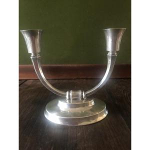 Art Deco Candle Holder In Silver