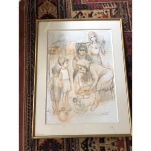 Important Drawing Signed Valadie