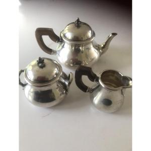 Three-piece Silver Tea Set By Puiforcat