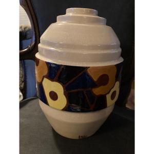Art Deco Ceramic Vase By Simone Larrieux