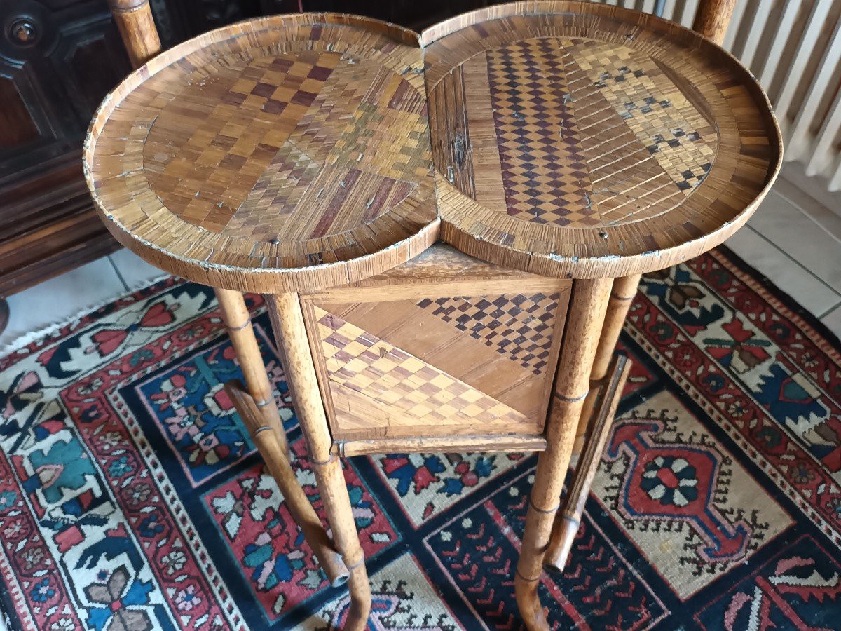 Small Support Furniture In Straw Marquetry-photo-3