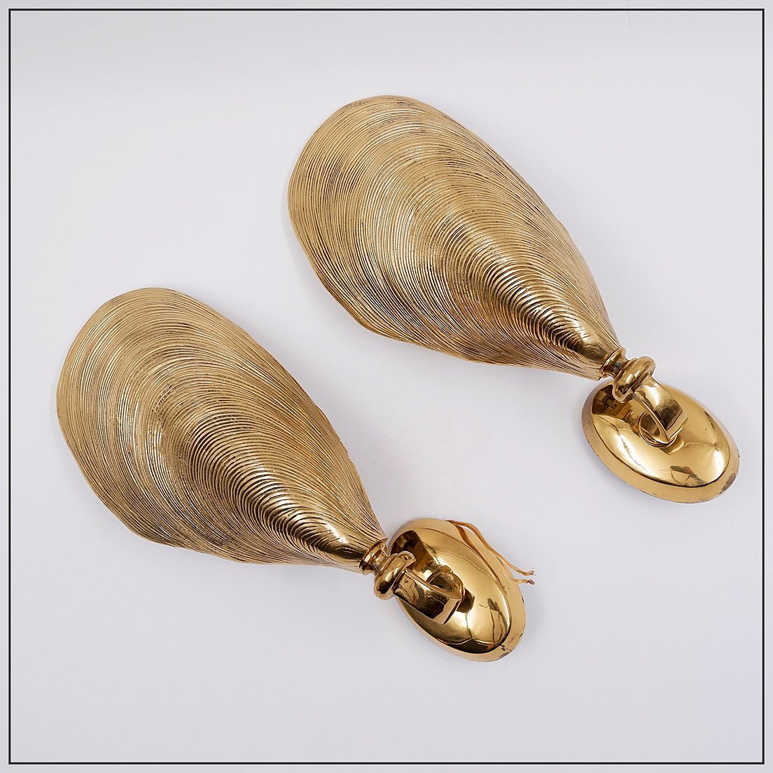 Paire d'appliques en bronze " coquille de moule" Maison Jansen - 1970s  (2 paires disponibles)-photo-8