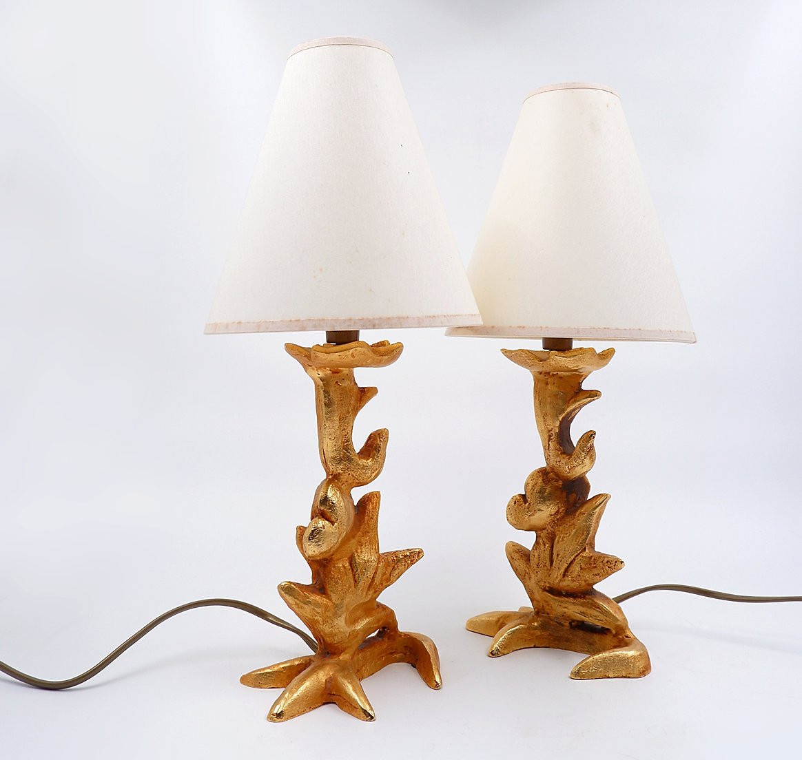Sculptural Table Lamps With Plant Motifs - G. Mathias, France, 1980s-photo-2