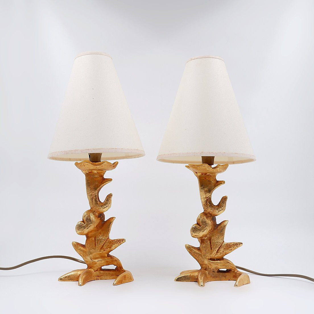 Sculptural Table Lamps With Plant Motifs - G. Mathias, France, 1980s-photo-3