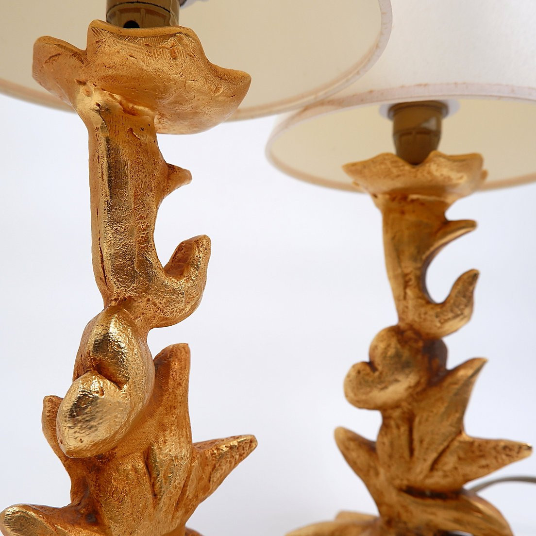Sculptural Table Lamps With Plant Motifs - G. Mathias, France, 1980s-photo-3