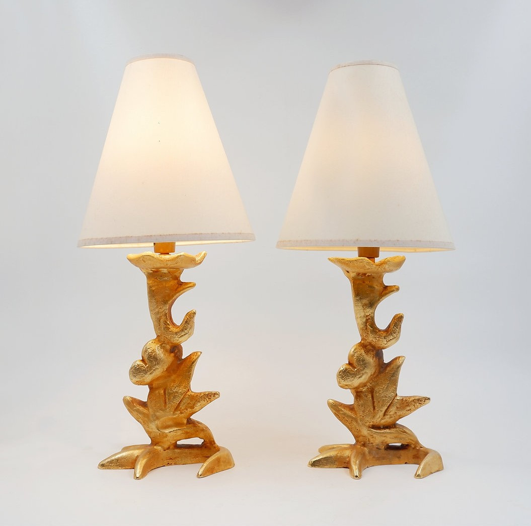 Sculptural Table Lamps With Plant Motifs - G. Mathias, France, 1980s