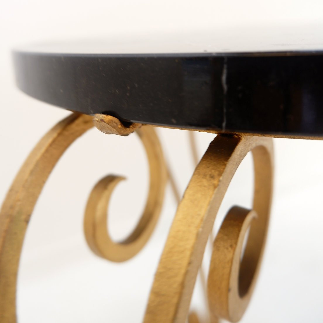  Table d'appoint Art Déco en marbre et fer doré - Style René Prou-photo-8