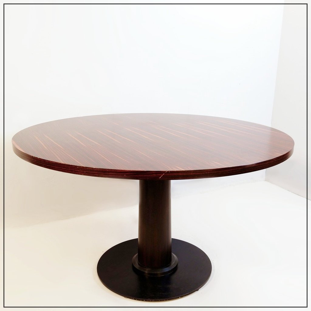 Round Dining Table In Macassar Ebony ø 128 Cm-photo-3