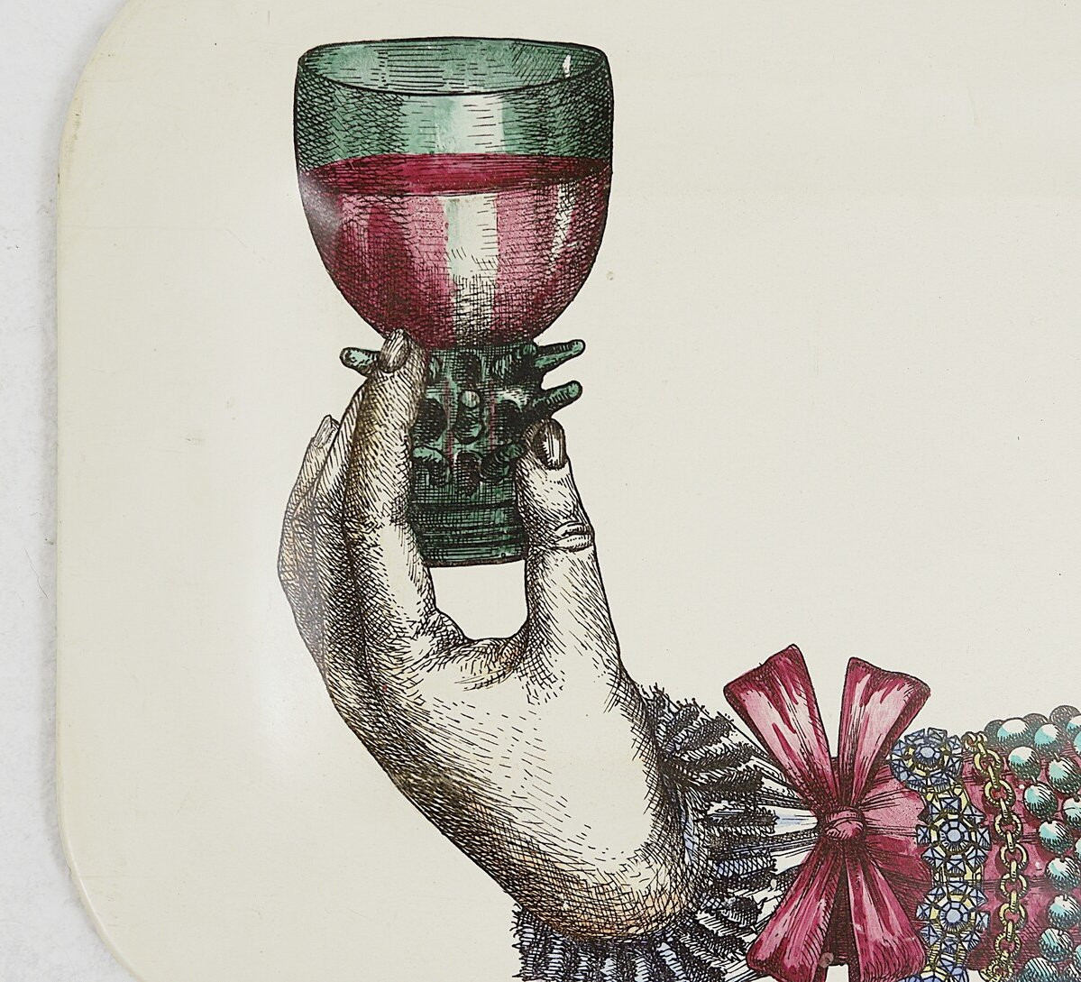 Piero Fornasetti "braccio Con Bicchiere" Tray - 1950-photo-2