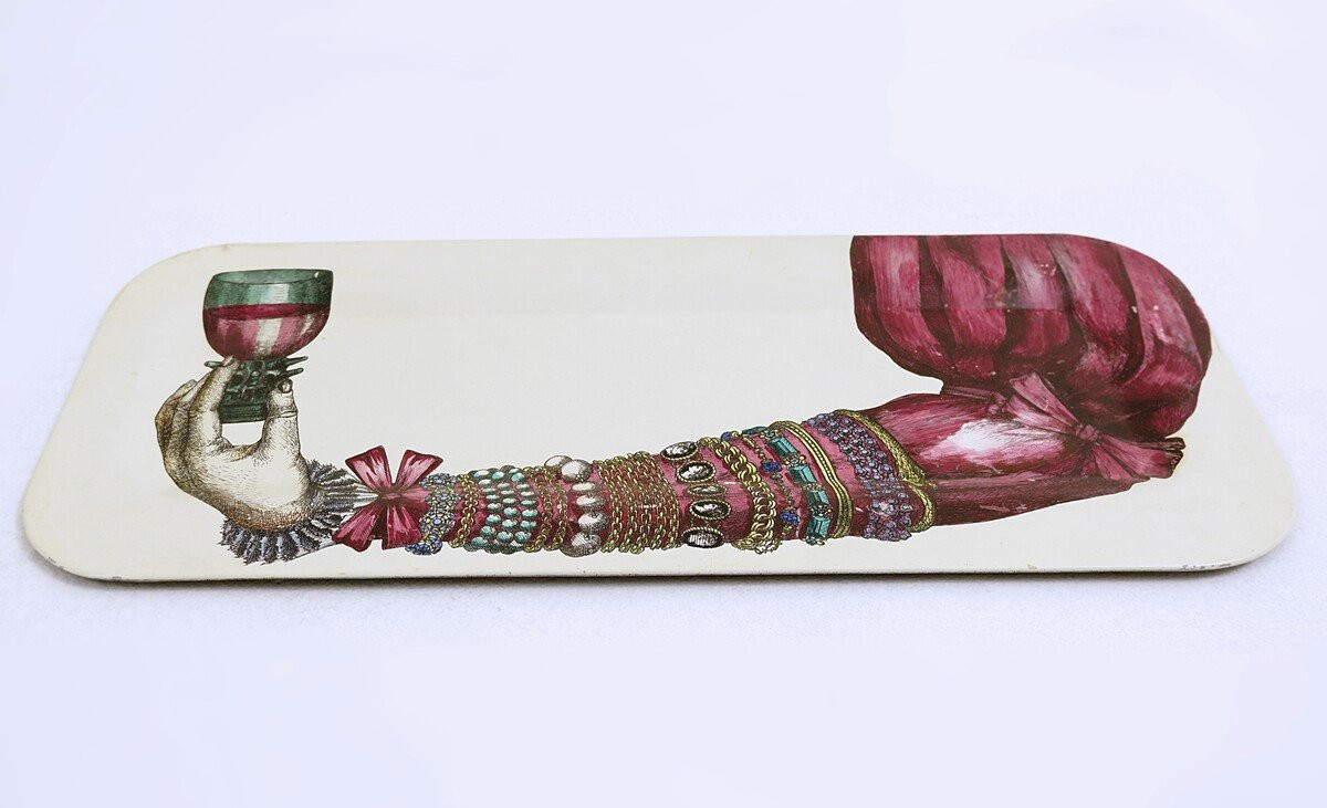 Piero Fornasetti "braccio Con Bicchiere" Tray - 1950-photo-1