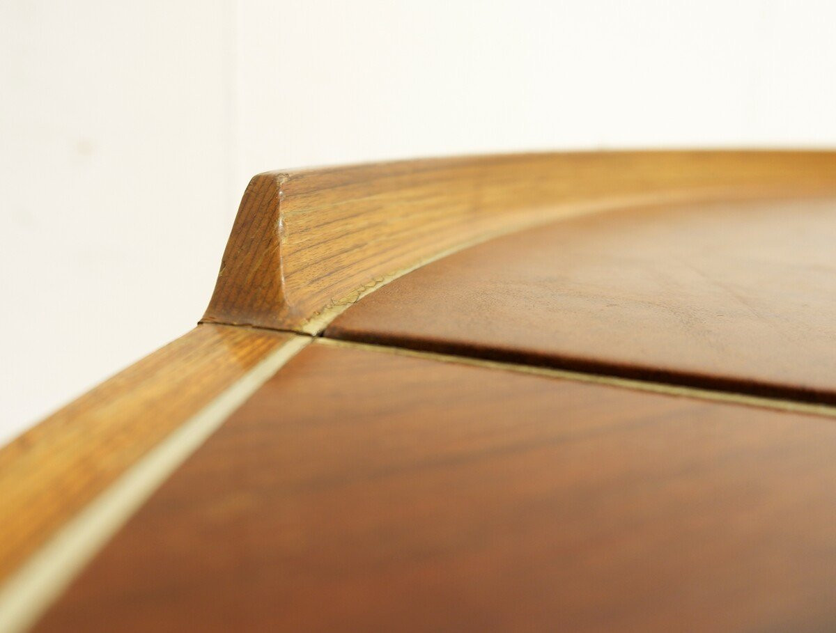 Mid-century Style Wood And Leather Coffee Table-photo-3
