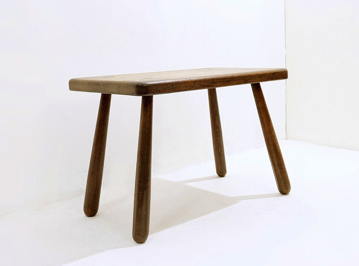 Mid-century Brutalist Solid Wood Side Table - 1960s-photo-2
