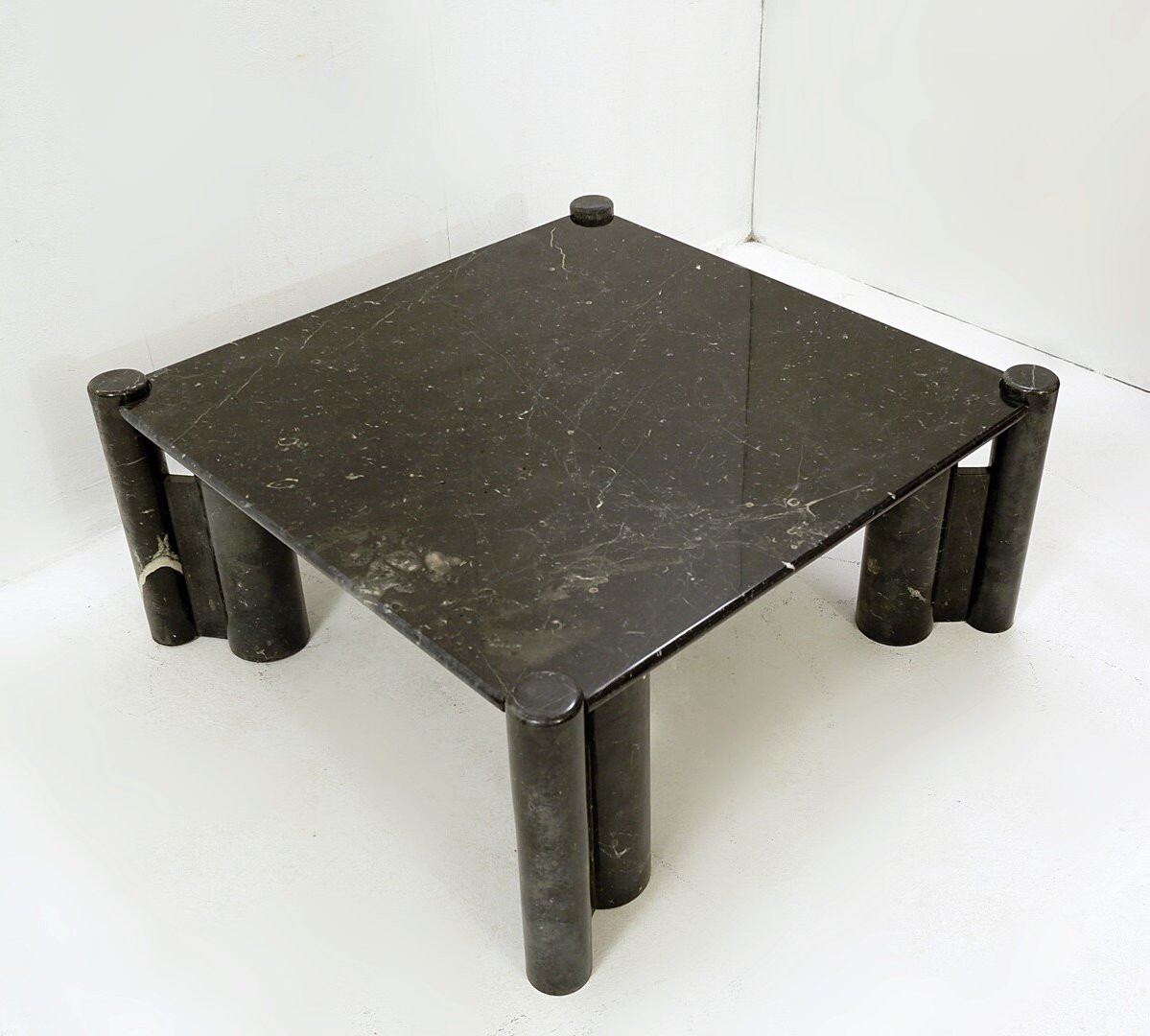  Table basse carrée en marbre noir, style milieu du siècle - Années 1970-photo-3