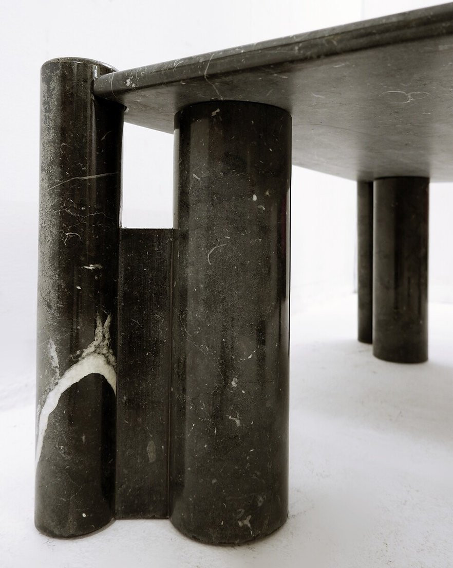 Table basse carrée en marbre noir, style milieu du siècle - Années 1970-photo-5
