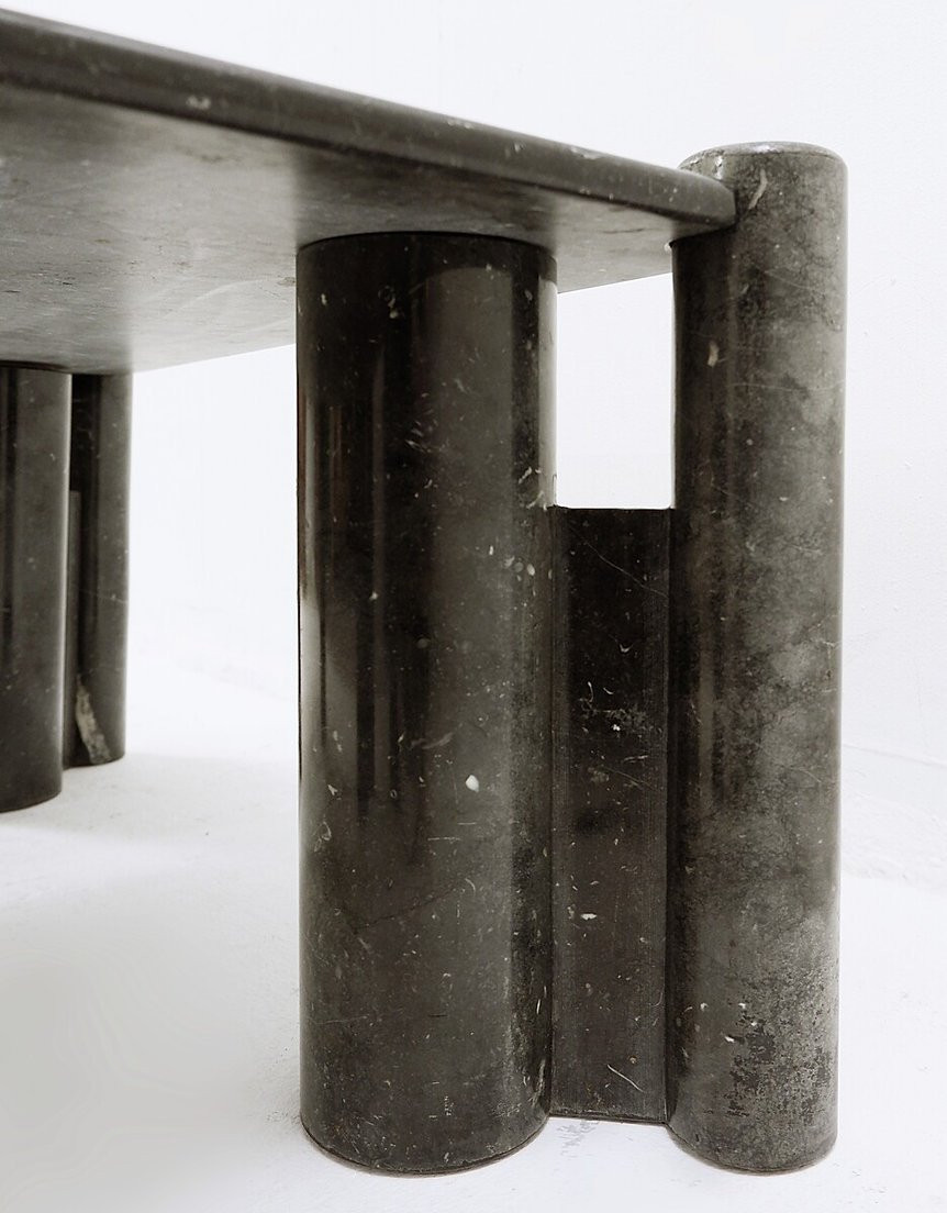  Table basse carrée en marbre noir, style milieu du siècle - Années 1970-photo-6