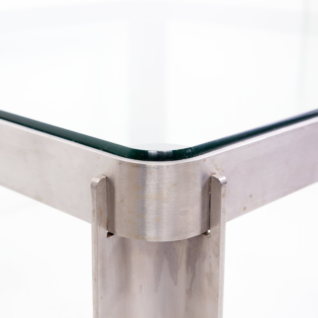 T113 Coffee Table In Steel And Thick Crystal By Osvaldo Borsani For Tecno, 1970s-photo-2