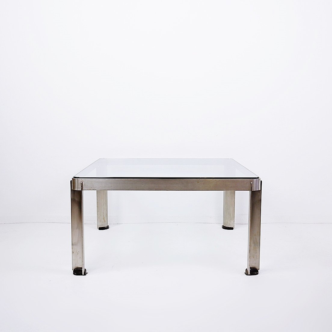T113 Coffee Table In Steel And Thick Crystal By Osvaldo Borsani For Tecno, 1970s-photo-4