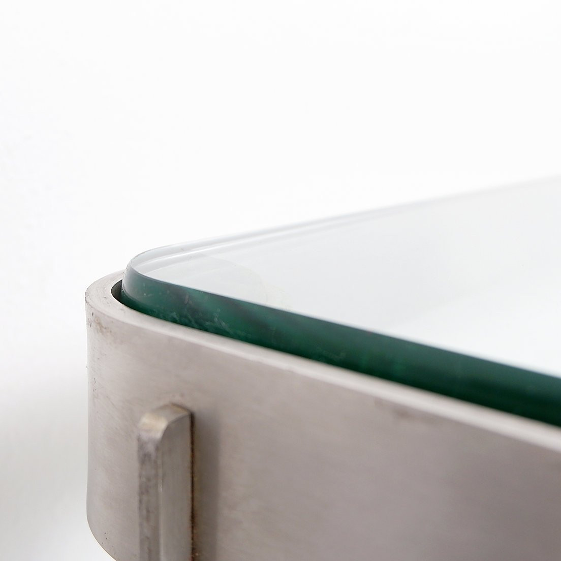 T113 Coffee Table In Steel And Thick Crystal By Osvaldo Borsani For Tecno, 1970s-photo-1
