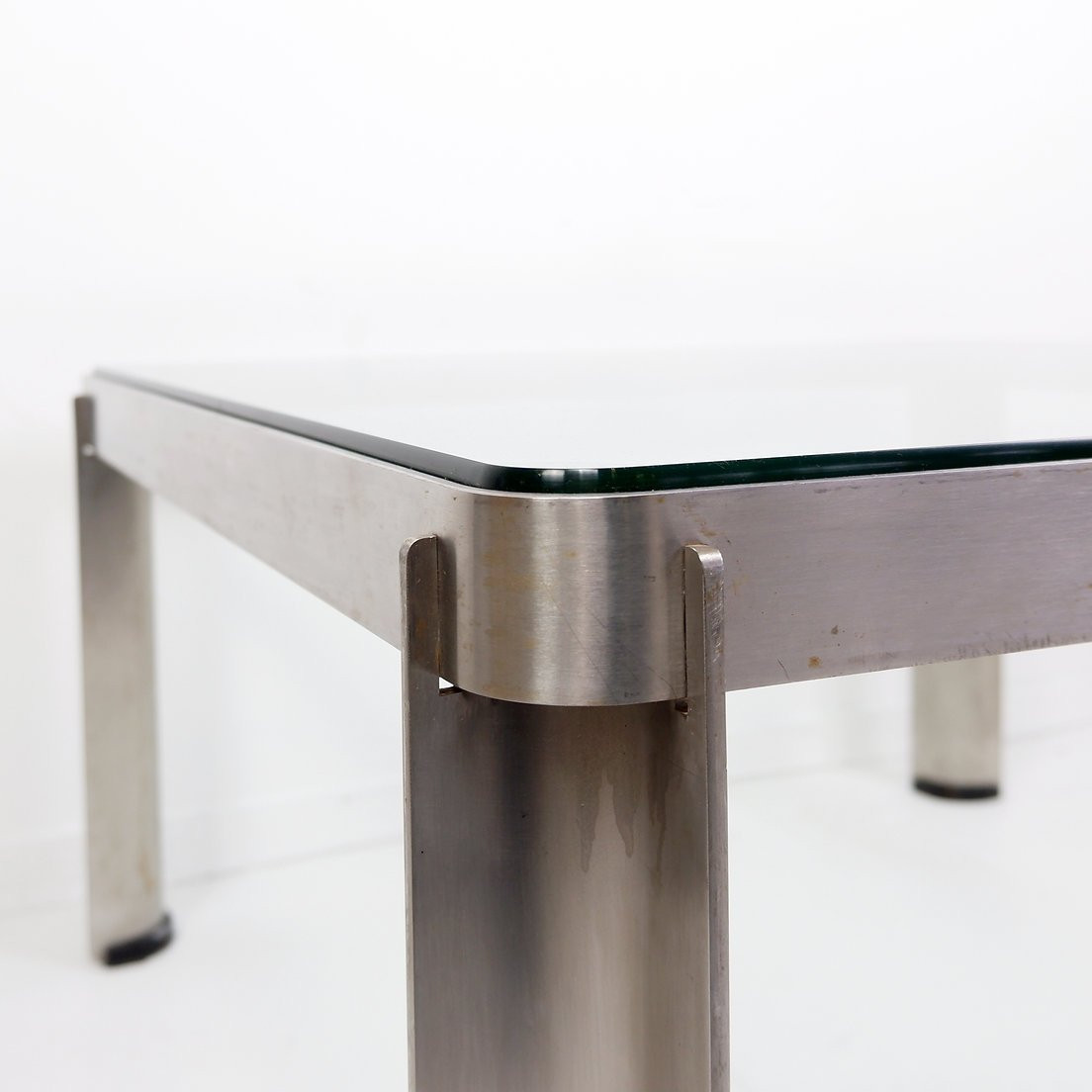T113 Coffee Table In Steel And Thick Crystal By Osvaldo Borsani For Tecno, 1970s-photo-5