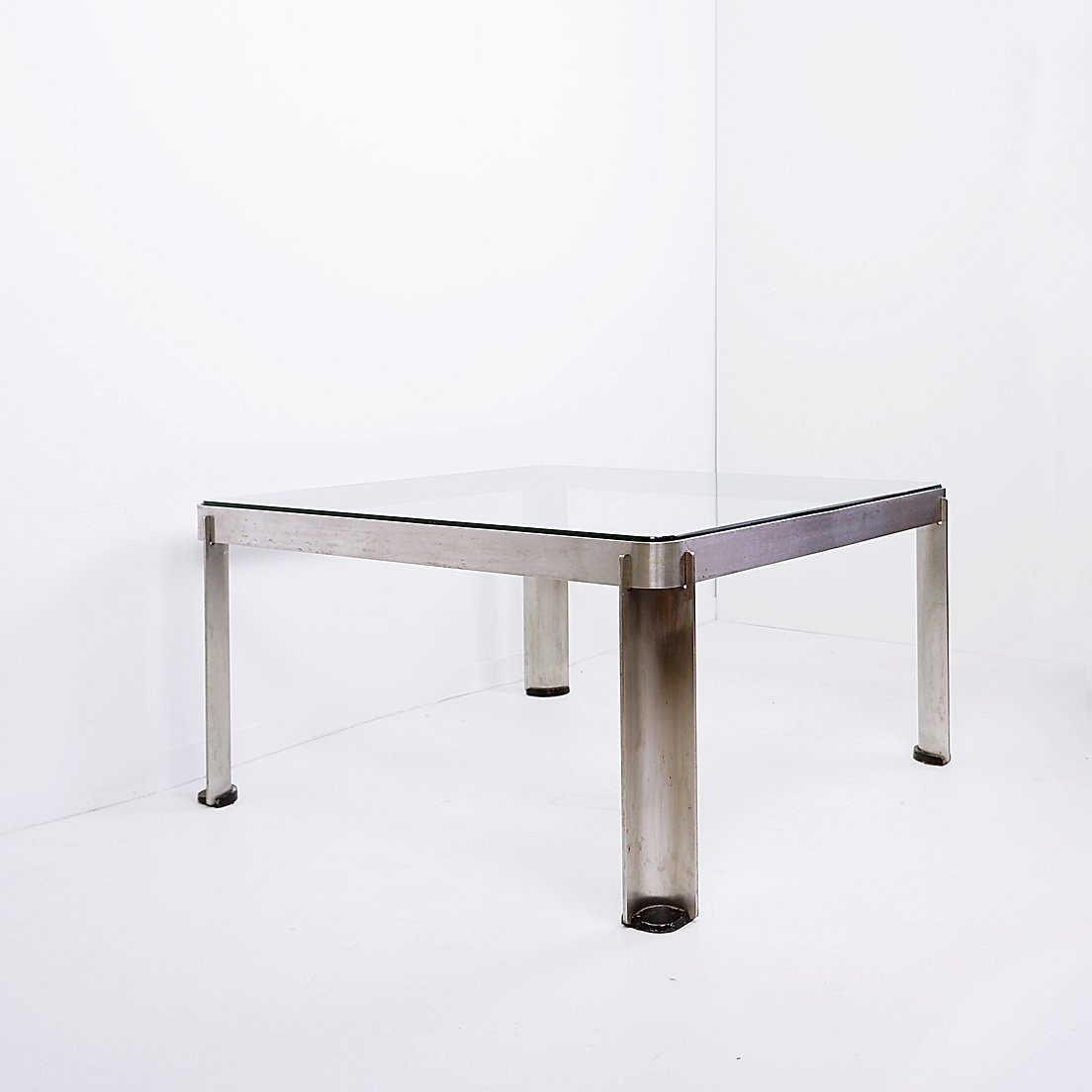T113 Coffee Table In Steel And Thick Crystal By Osvaldo Borsani For Tecno, 1970s-photo-8