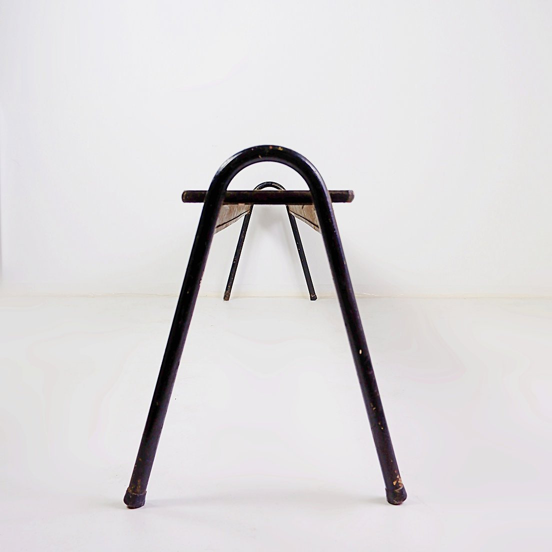Tubax Bench In Black Wood And Metal - Minimalist Design - 1950s-photo-2