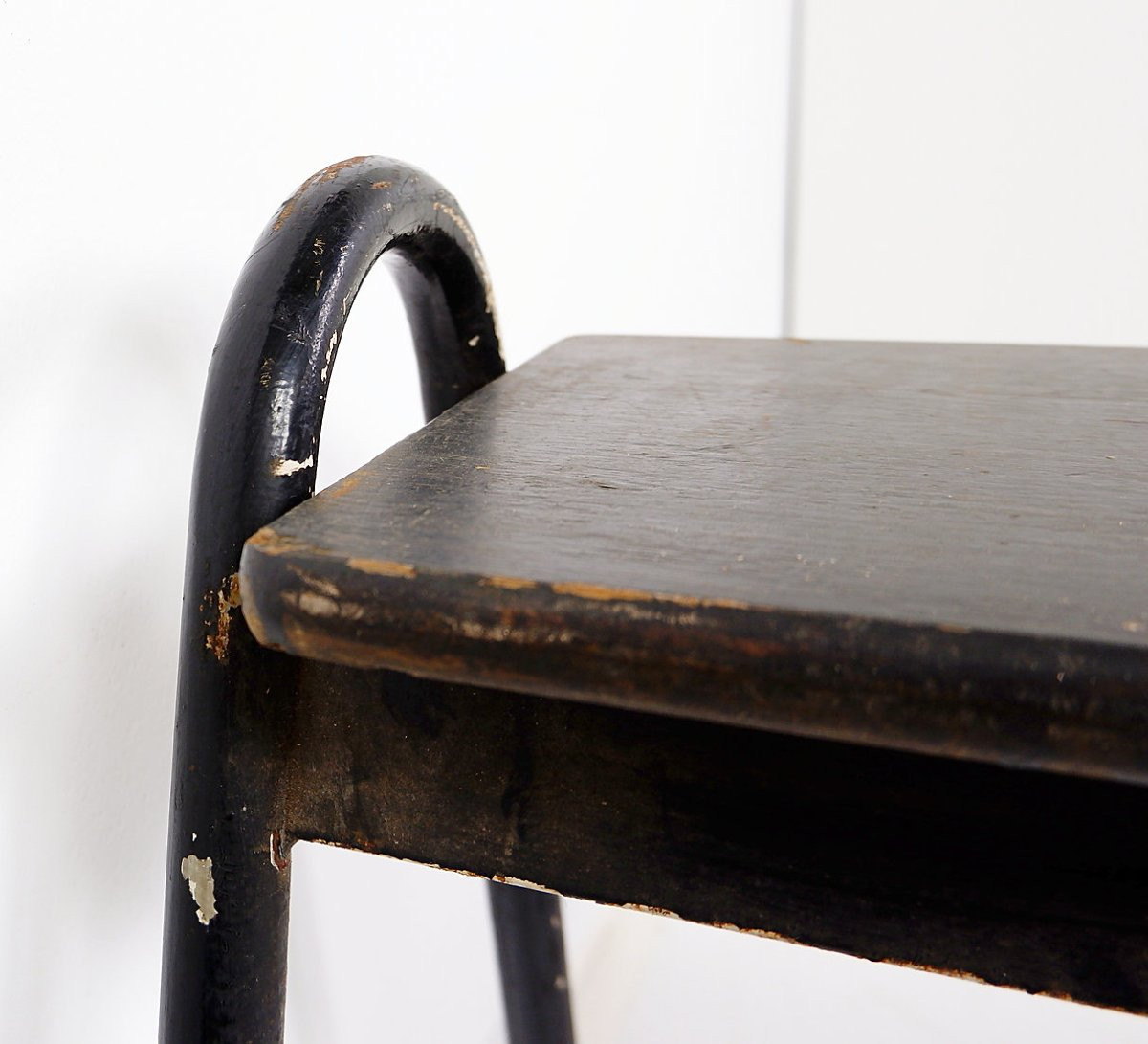 Tubax Bench In Black Wood And Metal - Minimalist Design - 1950s-photo-8