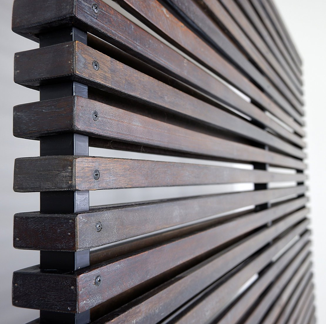 Wooden Slatted Room Divider Or Coat Rack With 10 Movable Hooks-photo-4