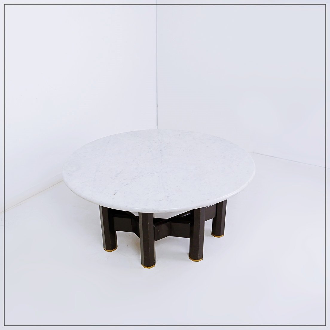 Jan Vlug Coffee Table With Round Marble Top - 1970s - Belgium-photo-2