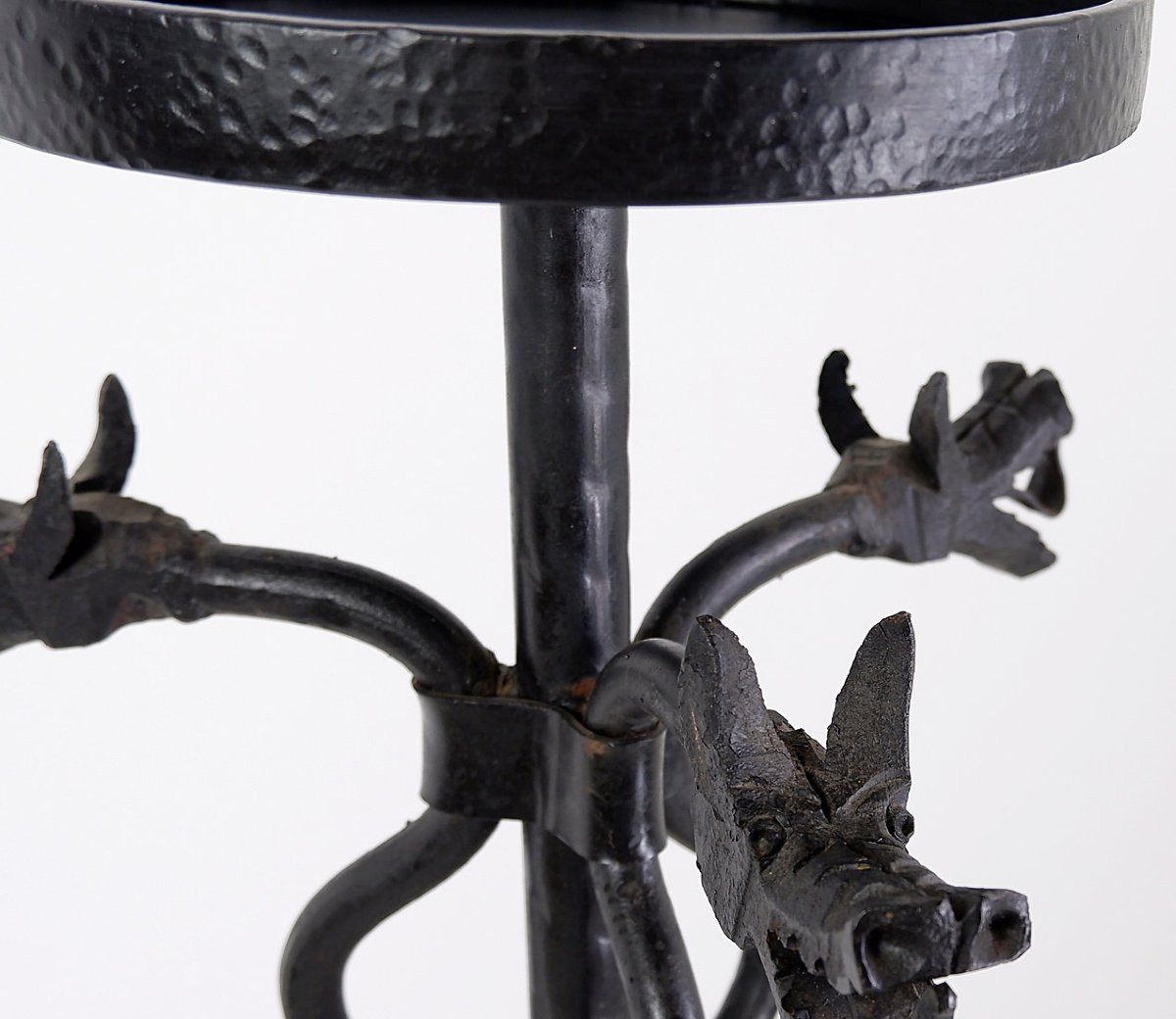 Wrought Iron Candlestick With Dragon Decoration-photo-7