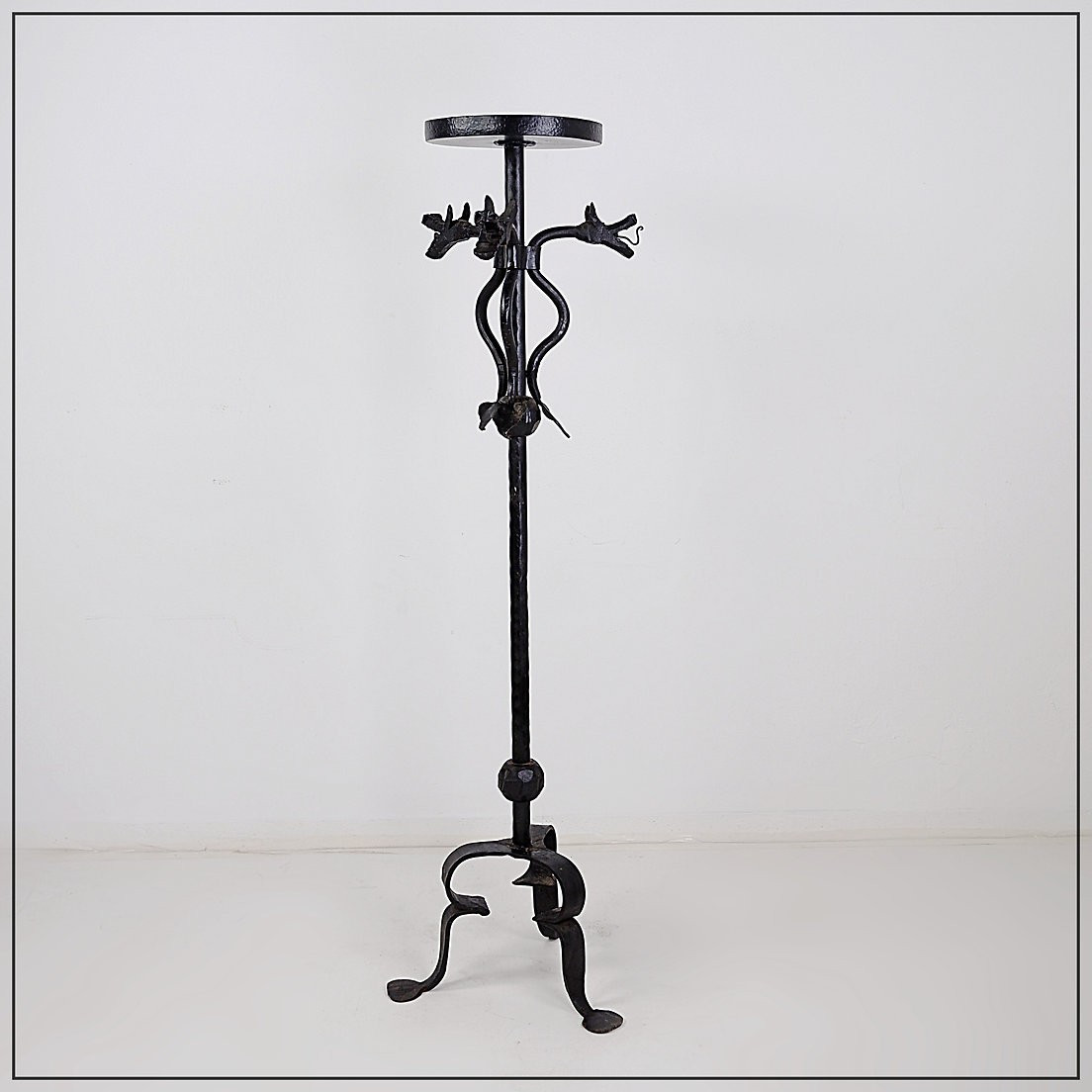 Wrought Iron Candlestick With Dragon Decoration