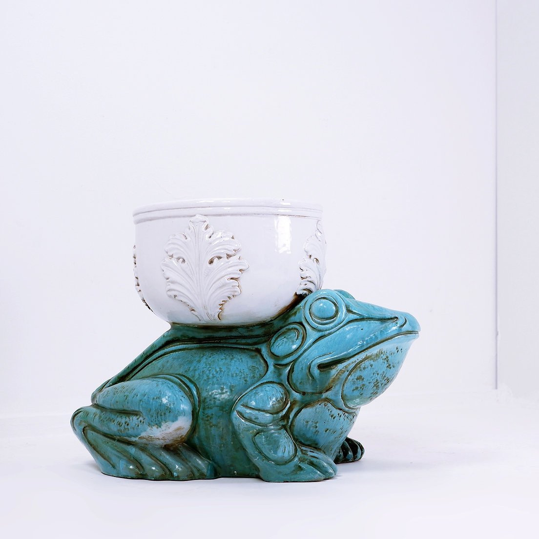 Large Ceramic Frog Planter, Mid-century Style-photo-4
