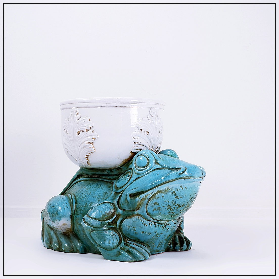 Large Ceramic Frog Planter, Mid-century Style