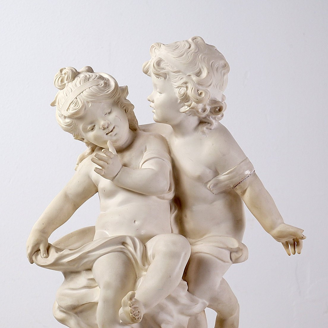 Auguste MOREAU (1834-1917) 'Deux enfants' monté sur socle en albâtre-photo-4