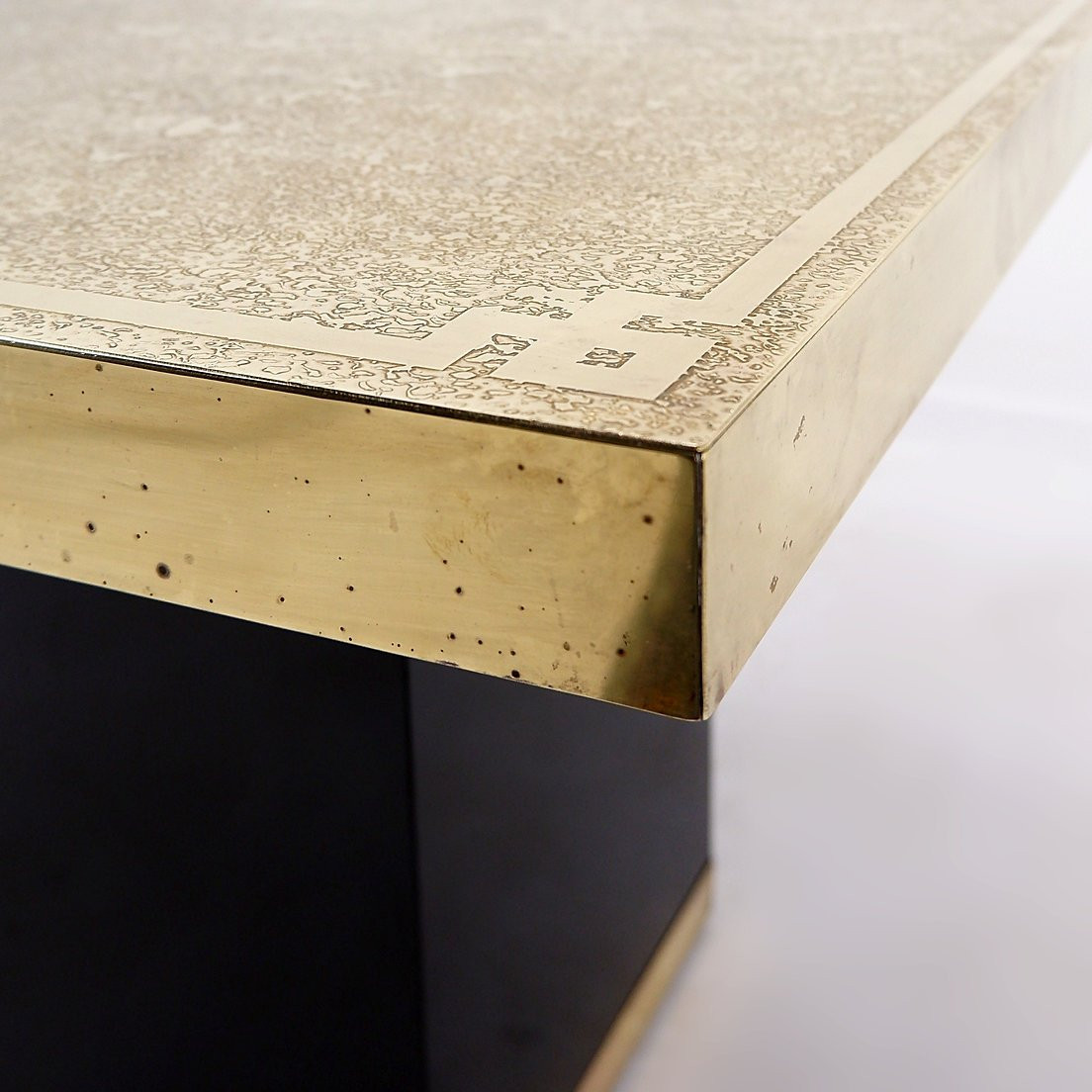 Table basse vintage Hollywood Regency en laiton par George Mathias, Belgique 1970-photo-7