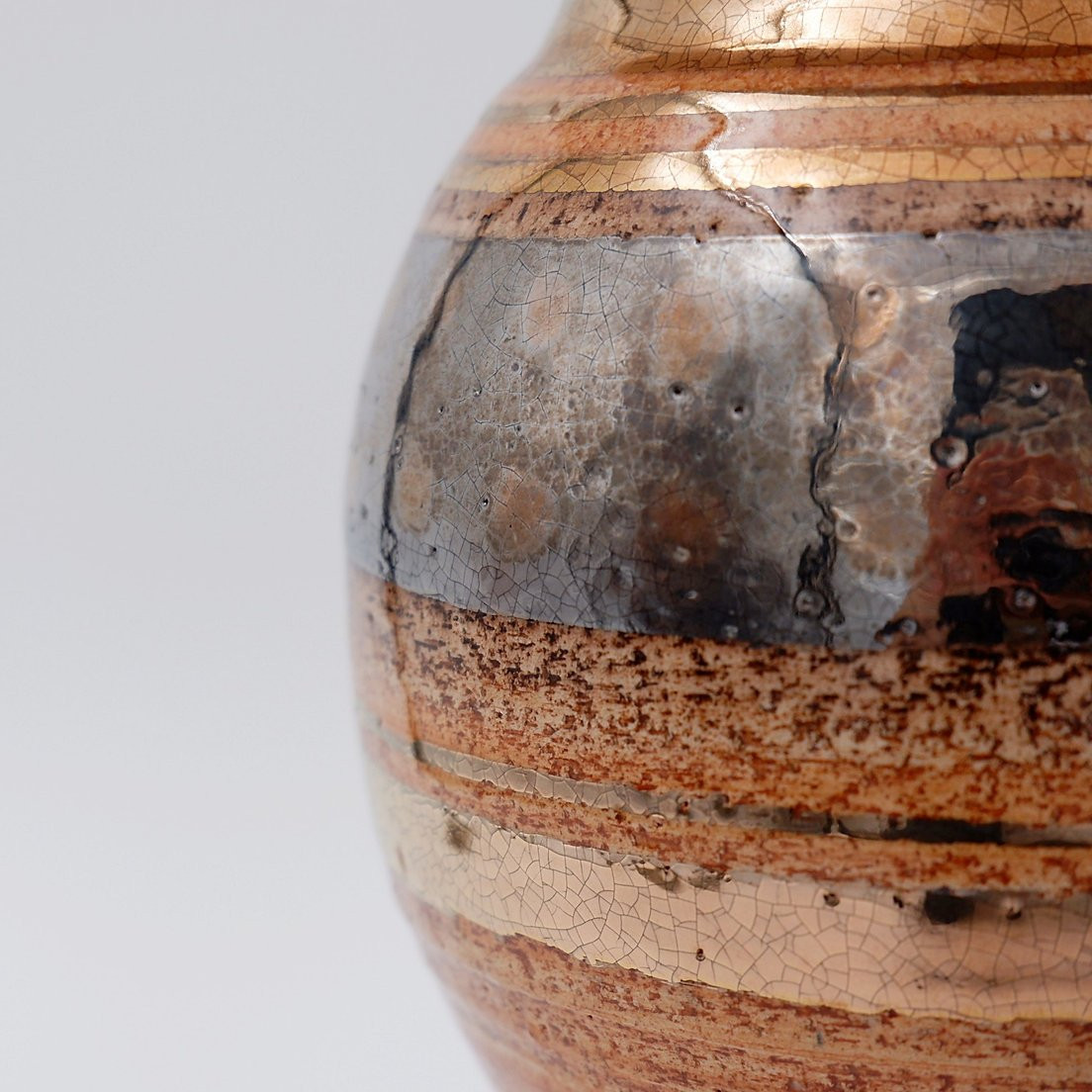 Vase en céramique brillante émaillée dorée par Georges Pelletier Vallauris - Années 1960-photo-3