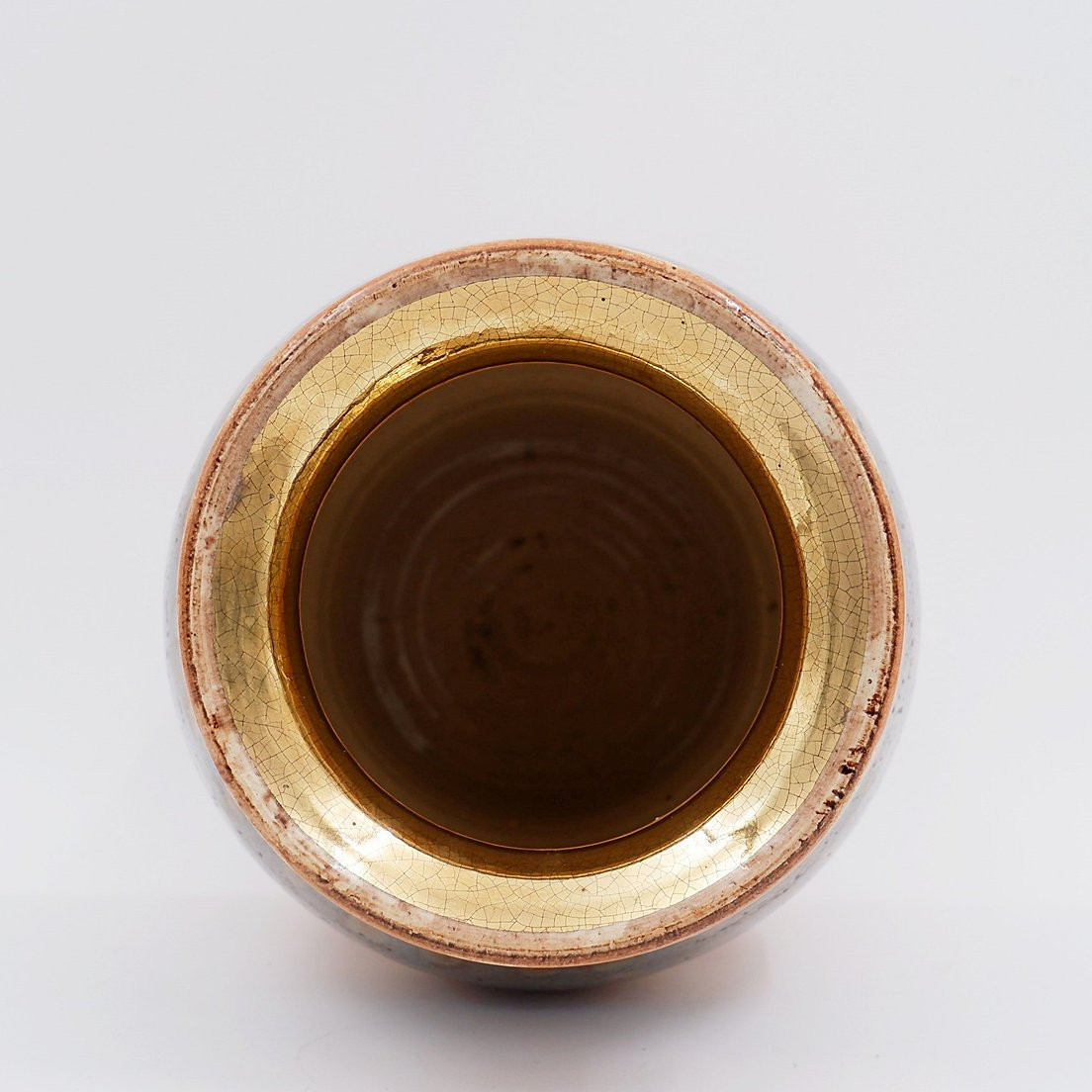 Vase en céramique brillante émaillée dorée par Georges Pelletier Vallauris - Années 1960-photo-5