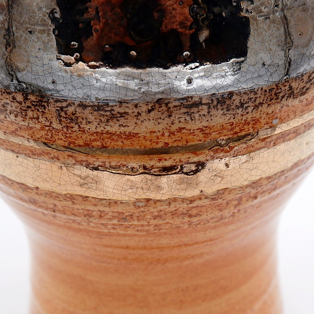 Vase en céramique brillante émaillée dorée par Georges Pelletier Vallauris - Années 1960-photo-6