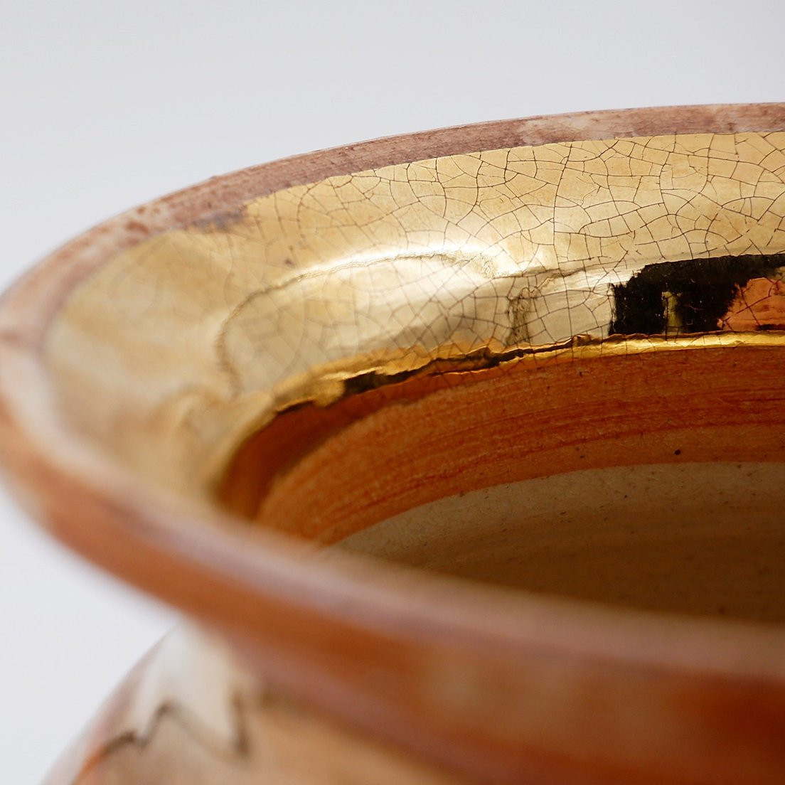 Vase en céramique brillante émaillée dorée par Georges Pelletier Vallauris - Années 1960-photo-7