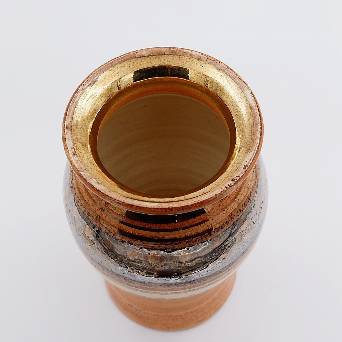 Vase en céramique brillante émaillée dorée par Georges Pelletier Vallauris - Années 1960-photo-8