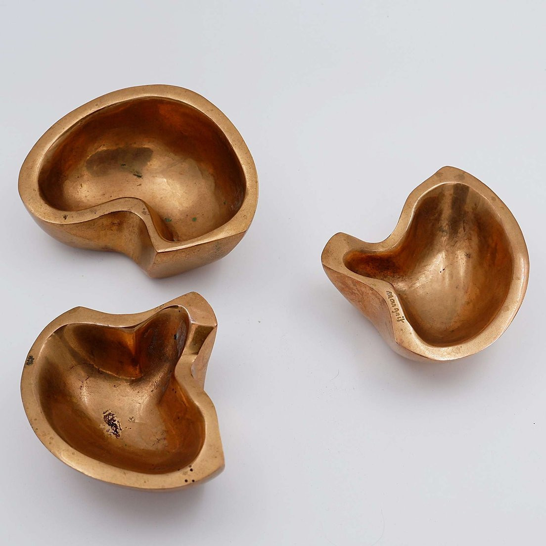 Margrit Van Nuffel Polished Bronze Trinket Trays, 1970s, Set Of 3-photo-4